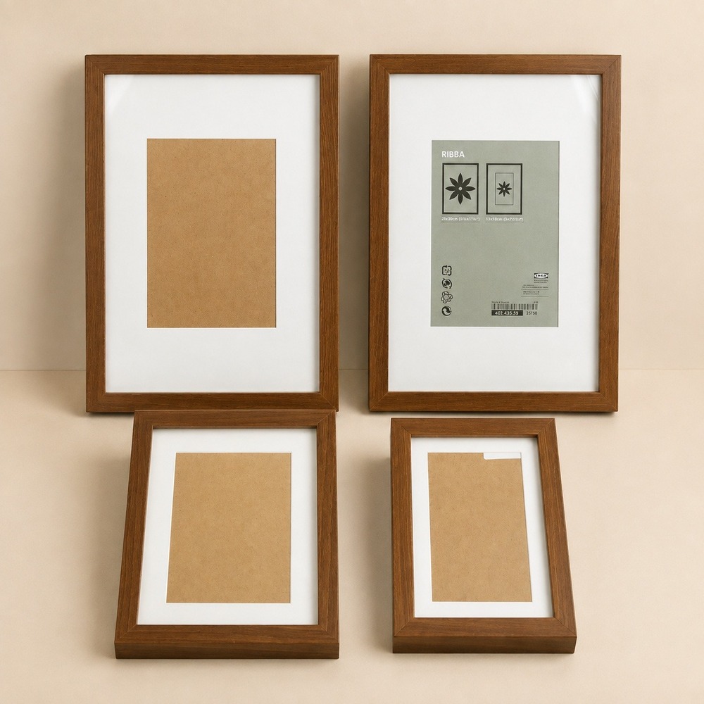 IKEA RIBBA Brown Wood Effect Picture Frames Shadow Box Style Lot of 3